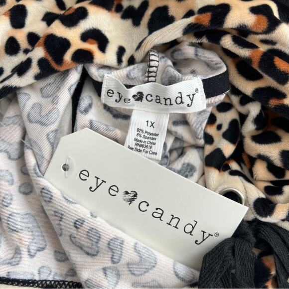 New EYE CANDY Leopard Print Hoodie Drawstring Hood Women’s Plus Size - Picture 5 of 6